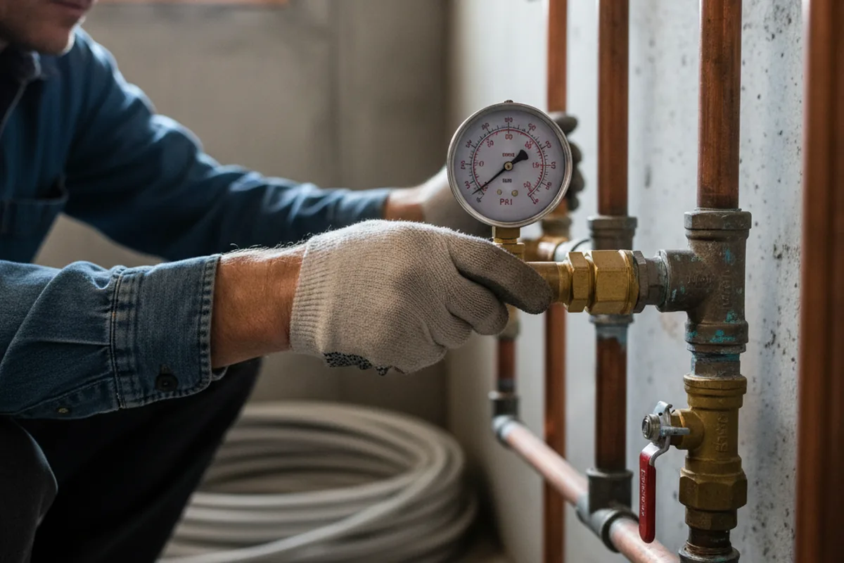 Pressure testing a repaired line during Water Line Repair in Elizabethtown